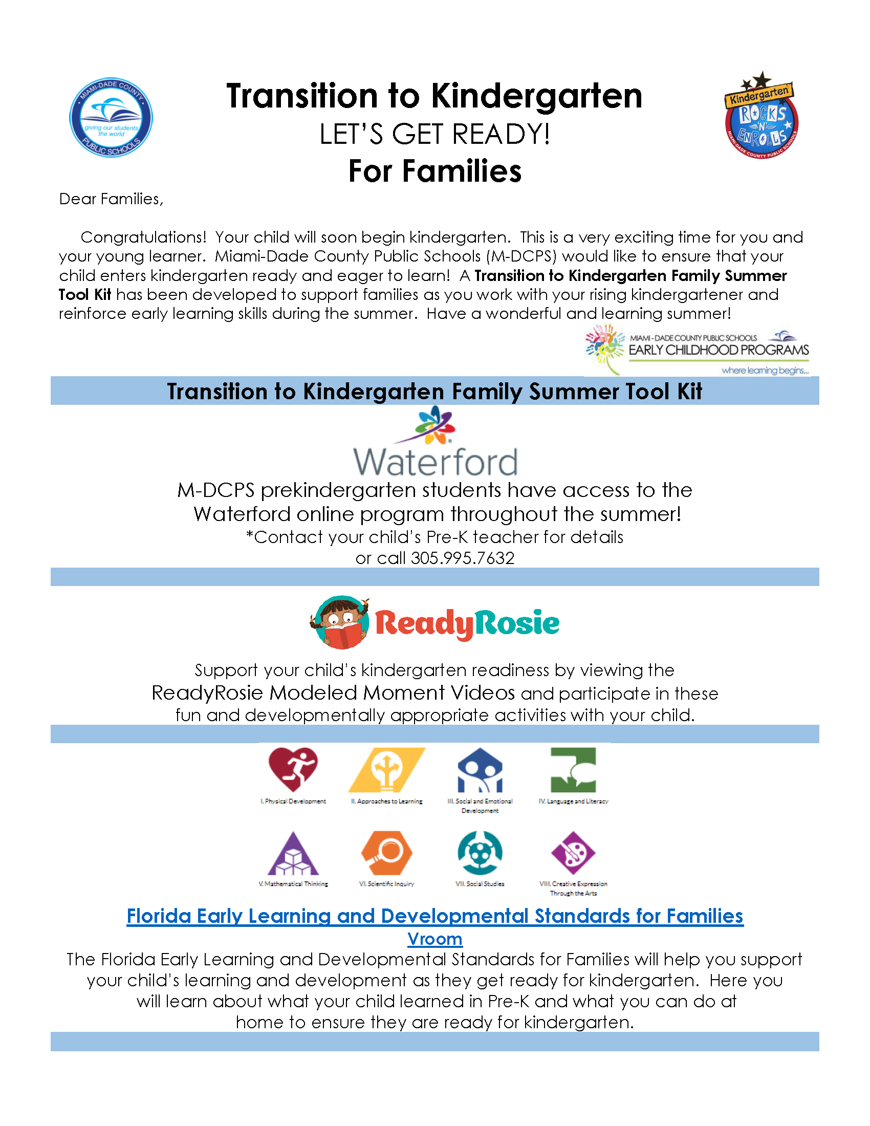 2023-2024 Transition to Kindergarten Summer Activities and Family Support
